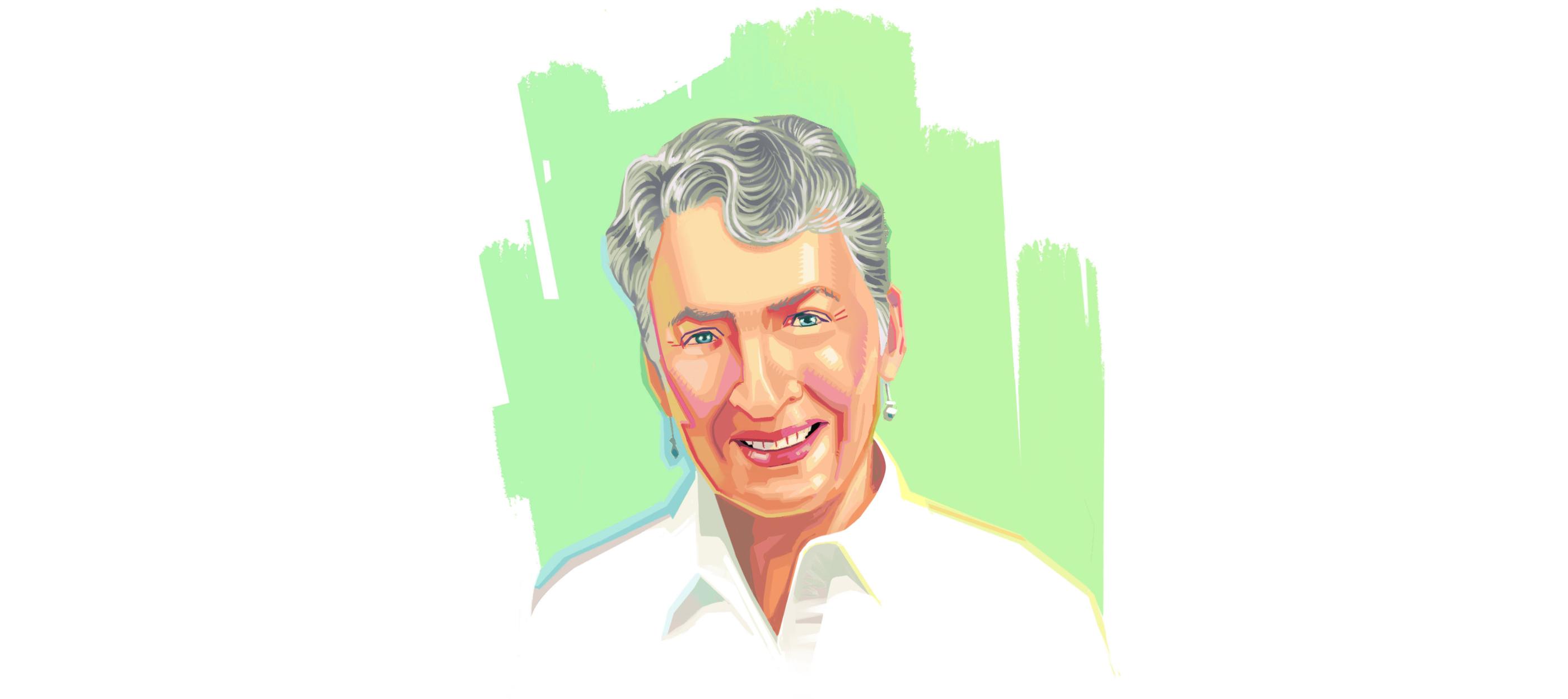 Illustrated portrait of Sandra Greer, SM'68, PhD'69